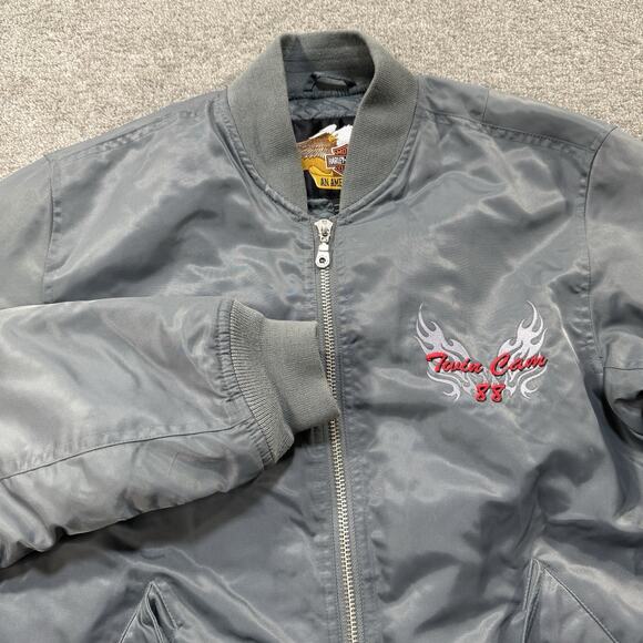 Genuine Harley Davidson Twin Cam 88 Nylon Bomber Jacket Quilt Lined Unisex Sz XS - Picture 1 of 16